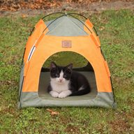 Paw Bed - Green & Orange Tent - 48x48x40cm