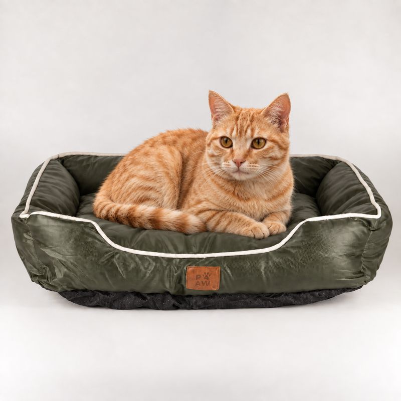 Paw Bed - Small Khaki Green - 60x50x15cm