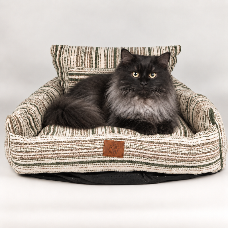 Paw Bed - Medium Sofa - Brown Stripes - 60x60x28cm
