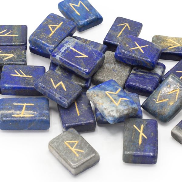 Flat Runes Stone Set in Pouch - Sodalite
