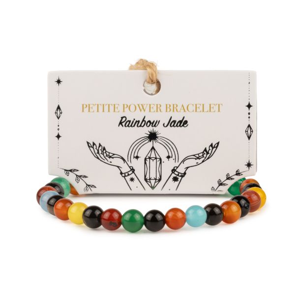 Petite Power Bracelet (17cmx6mm) - Rainbow Jade (Simulated)