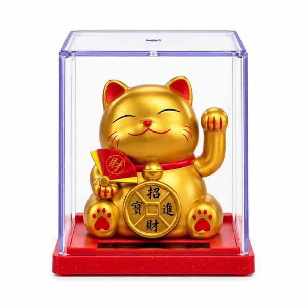 Mini Solar Powered Money Cat in Box - Gold