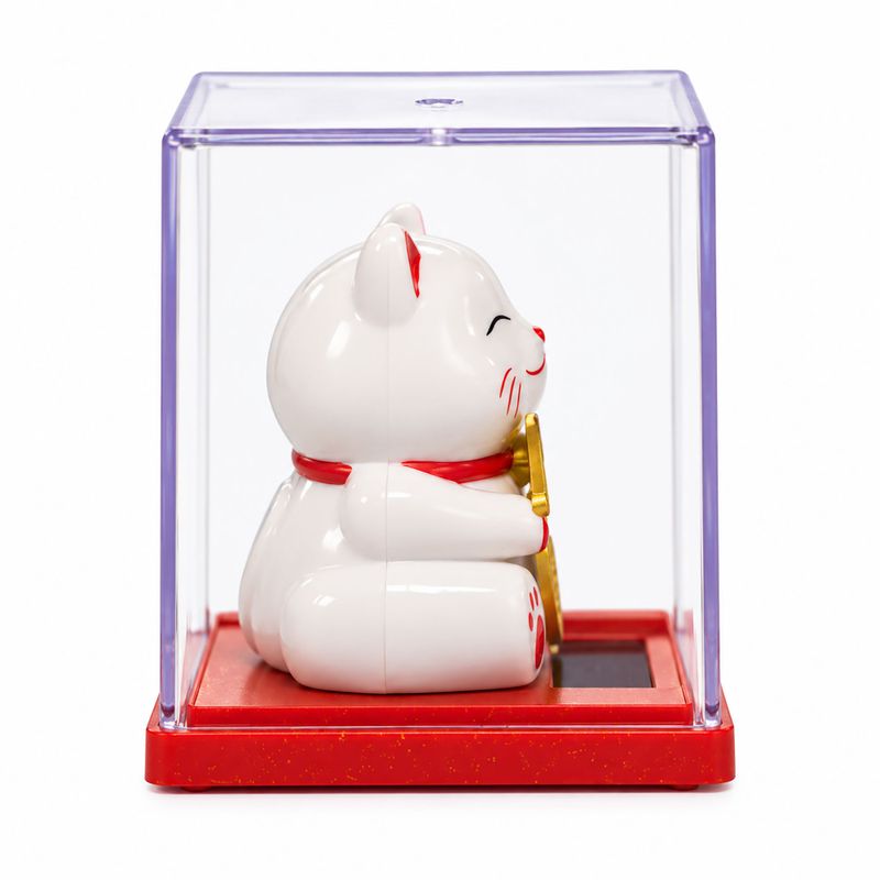 Mini Solar Powered Money Cat in Box - White
