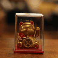 Mini Solar Powered Money Cat in Box - Gold