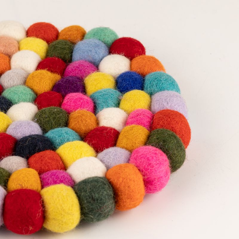 Felt Ball Round Placemat - 20cm Multi Colour