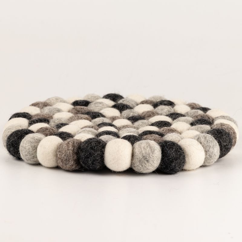 Felt Ball Round Placemat- 20cm Multi Grey Colour