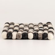 Felt Ball Square Placemat - 20cm Multi  Grey Colour