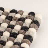 Felt Ball Square Placemat - 20cm Multi  Grey Colour