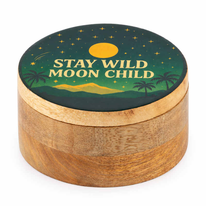 Round Enamelled Box - Stay Wild Moon Child