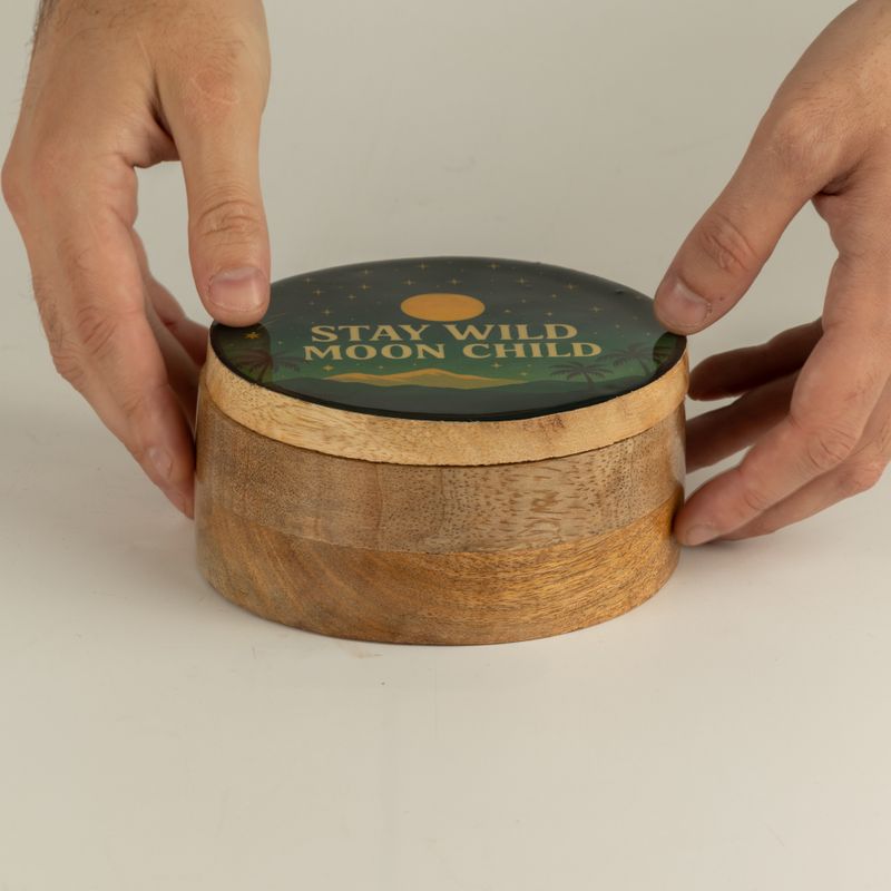 Round Enamelled Box - Stay Wild Moon Child