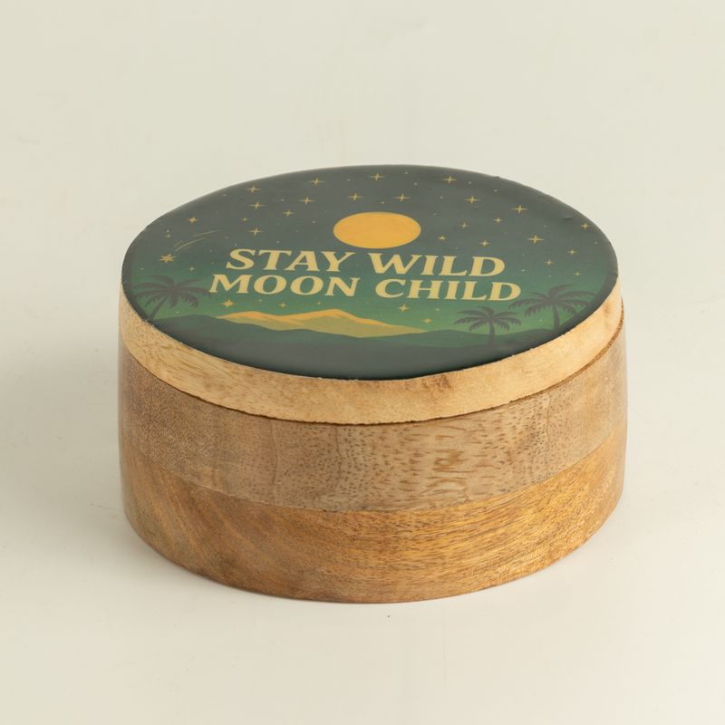 Round Enamelled Box - Stay Wild Moon Child