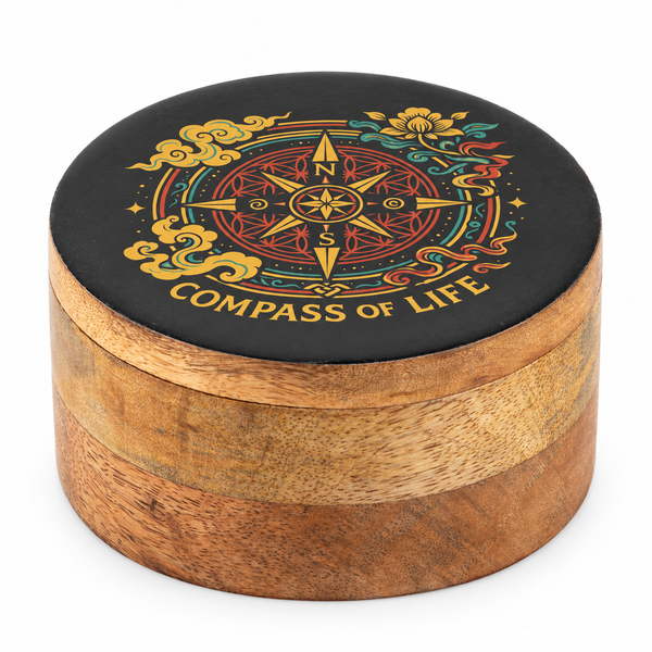 Round Enamelled Box - Compass of Life