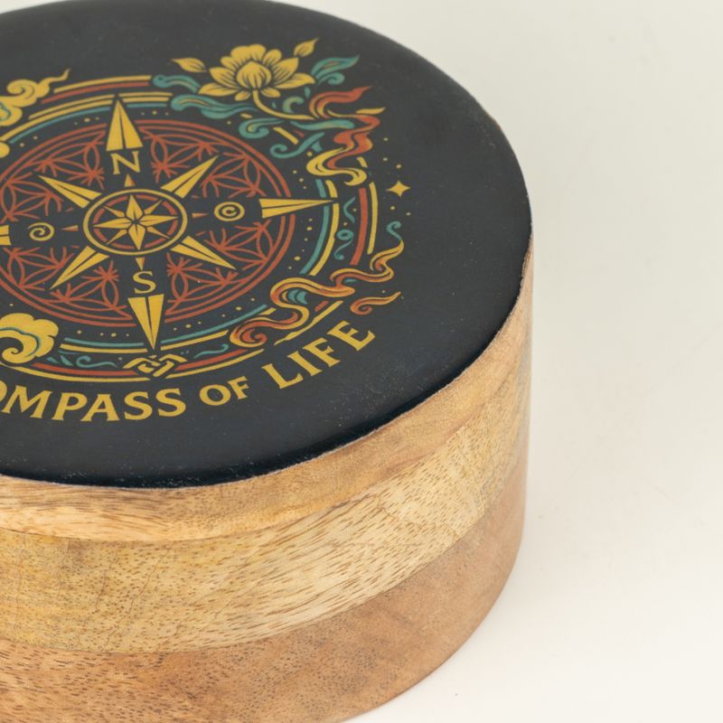 Round Enamelled Box - Compass of Life