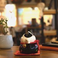 Ceramic Money Cat Bank - Black on Cushion
