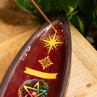 Enamel Incense Bowl - Mango Wood - Pentagon