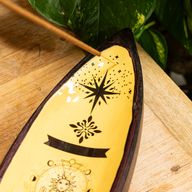 Enamel Incense Bowl - Mango Wood - Hand & Sun (natural)