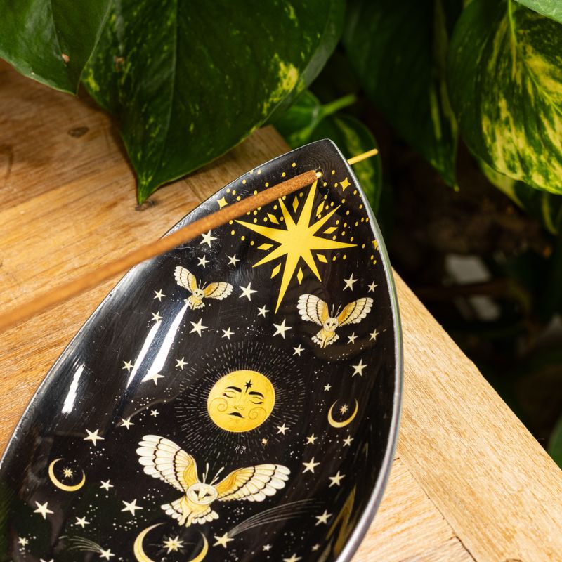Enamel Incense Bowl - Aluminum - Enchanted Night Owl