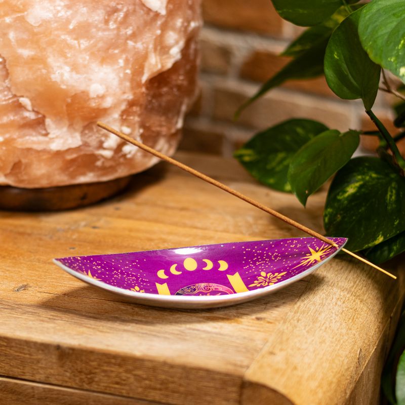 Enamel Incense Bowl - Aluminum - Purple Sun & Moon Phases