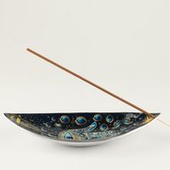 Enamel Incense Bowl - Aluminum - Blue Hamsa