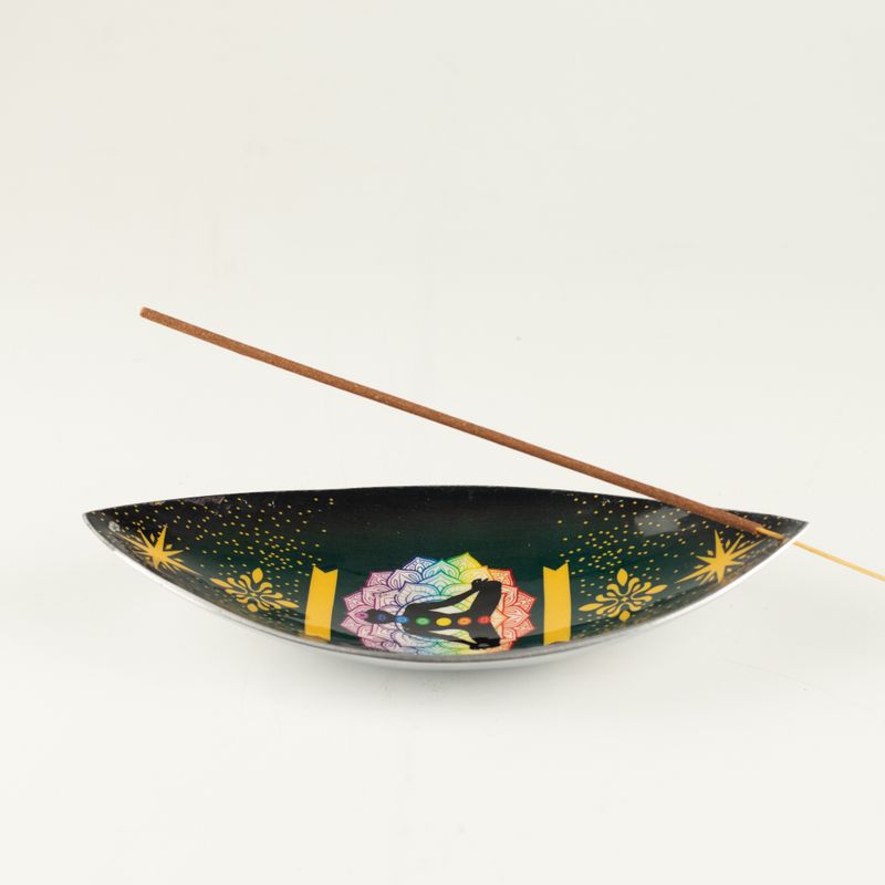 Enamelled Incense Bowl - Aluminum - Lotus Buddha Chakra