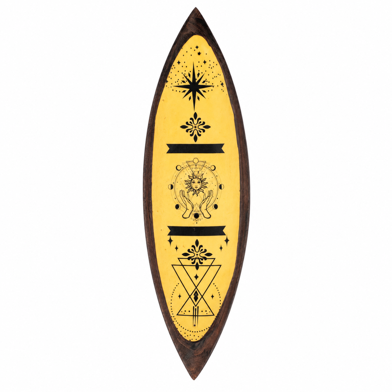 Enamel Incense Bowl - Mango Wood - Hand & Sun (natural)