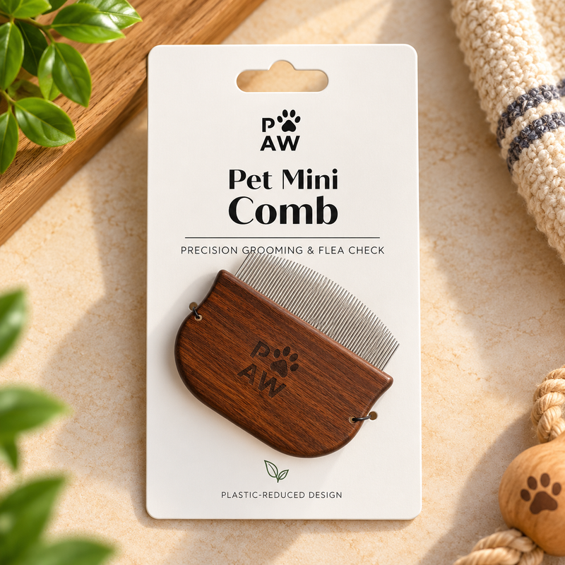 PAW Grooming Tools - Mini Flea Check & Delcate Area Comb - Walnut