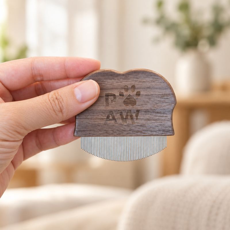 PAW Grooming Tools - Mini Flea Check & Delcate Area Comb - Walnut