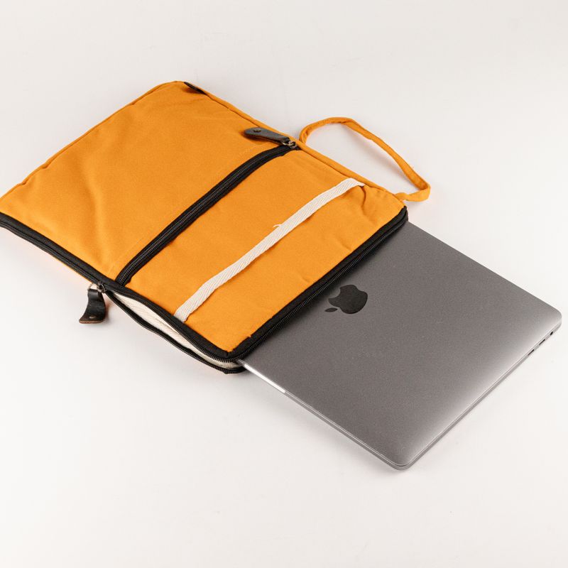 Canvas Travel Laptop Pouch - Orange