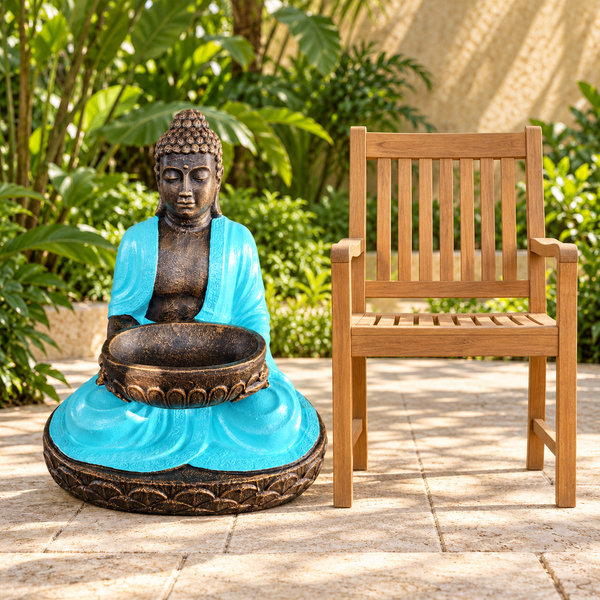Large Turquoise & Stone  Sitting Buddha with Bowl 80cm