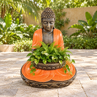 Large Terracotta & Stone  Sitting Buddha with Bowl 80cm