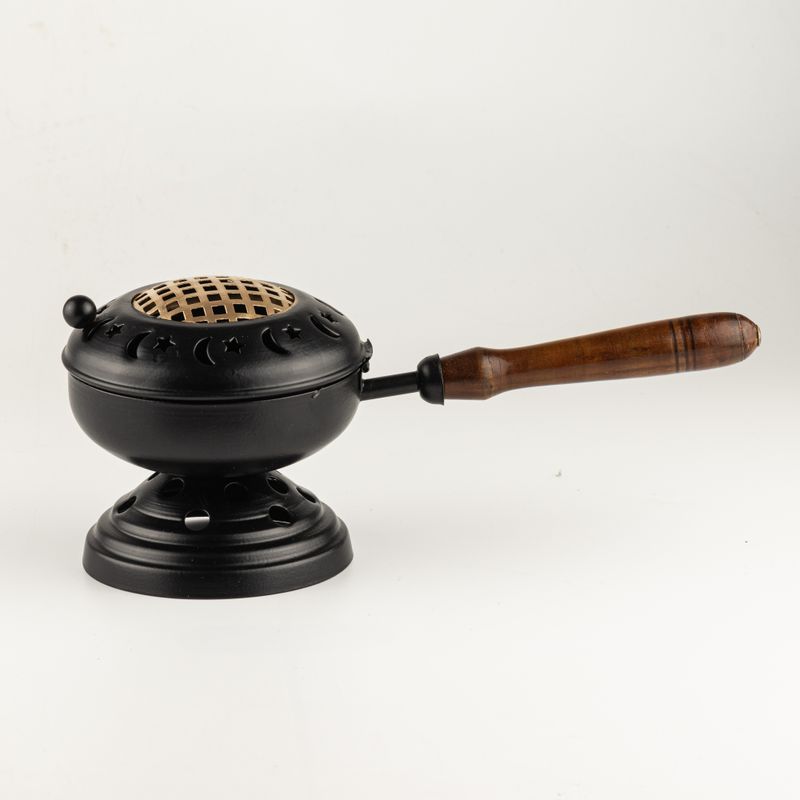 Large Iron Censer on Stand Incense Burner - Gold detail