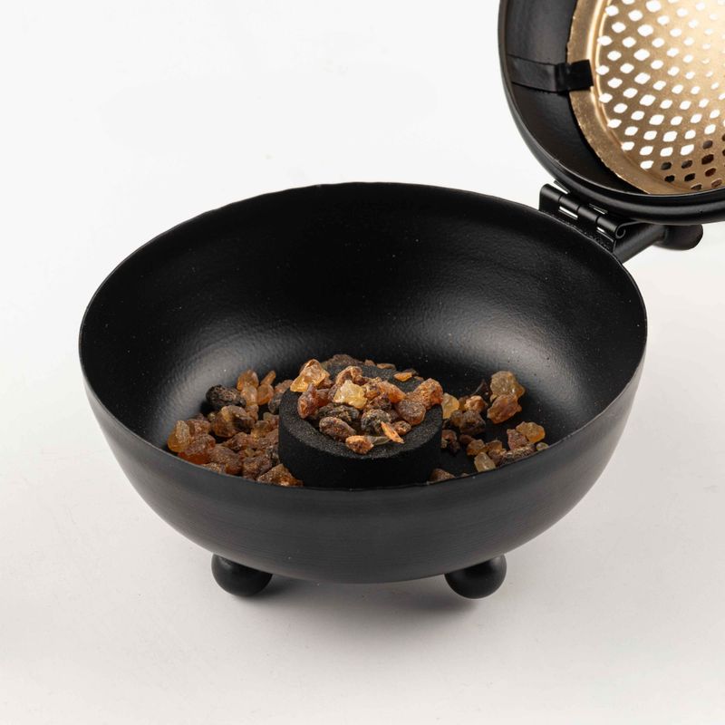 Large Iron Censer Incense Burner - Gold detail