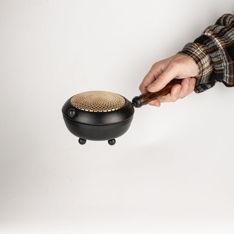 Large Iron Censer Incense Burner - Gold detail