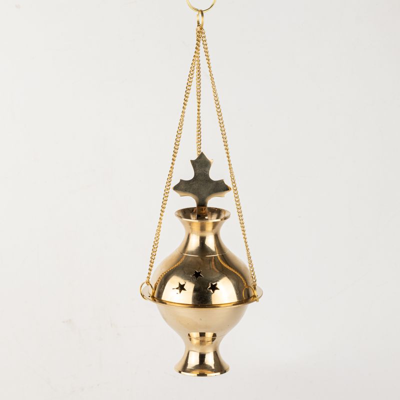 Hanging Brass Incense Burner - Cross