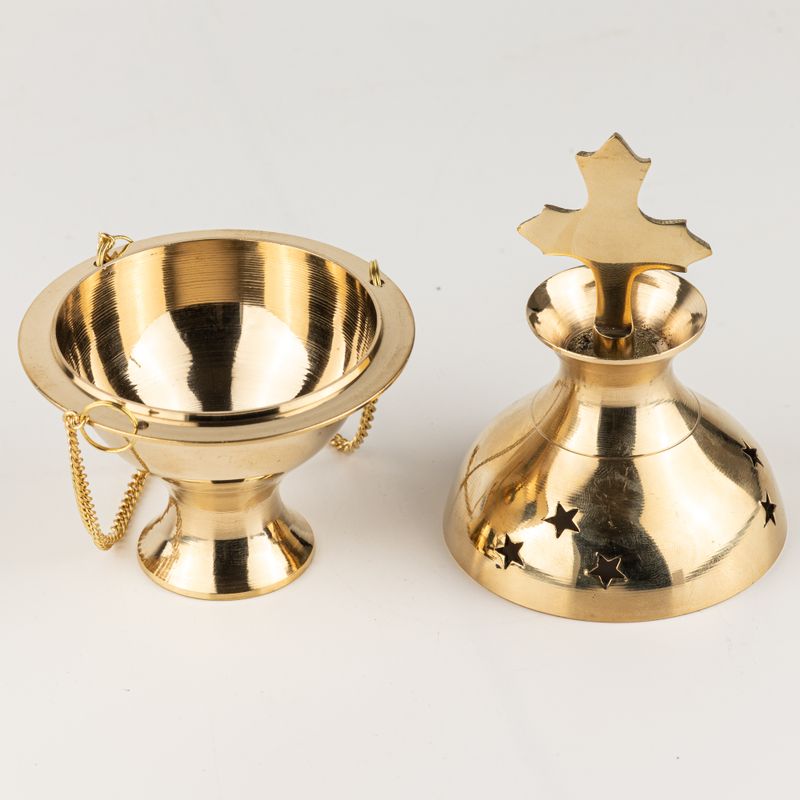 Hanging Brass Incense Burner - Cross