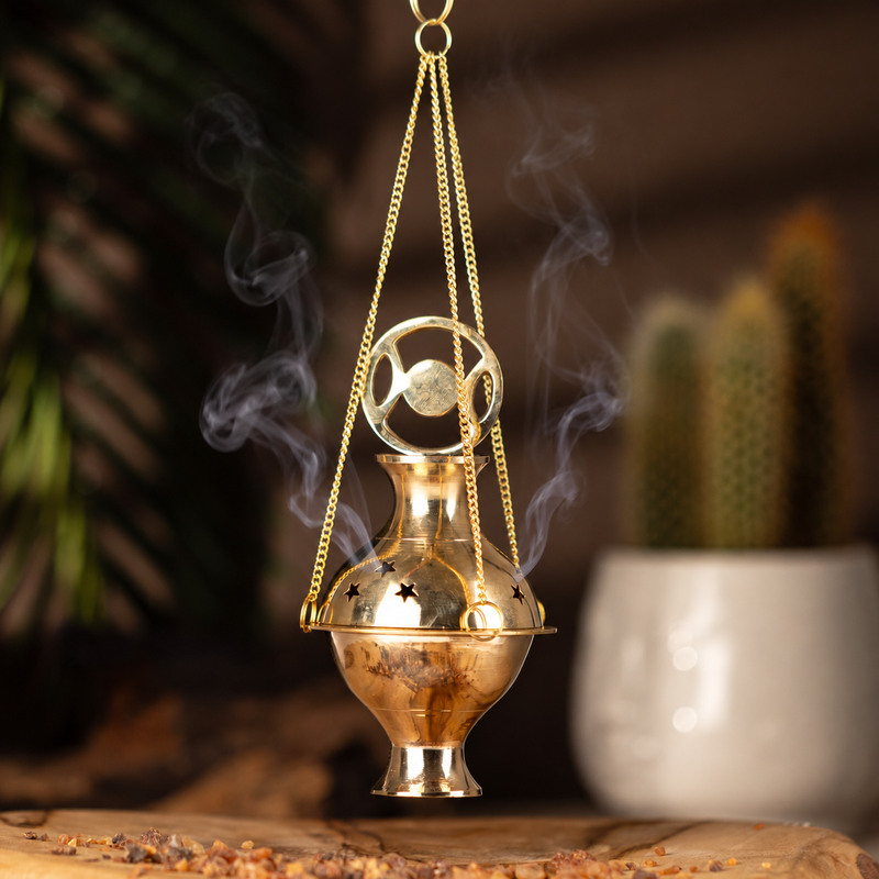 Hanging Brass Incense Burner - Three Phase Moon