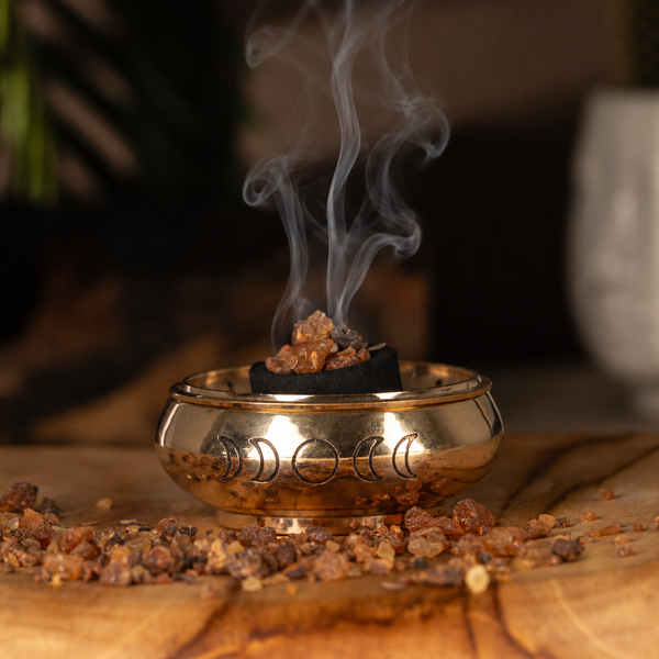 Lrg Charcoal Incense Jar - Moon Phases