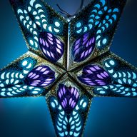 Star Lamp - Purple & Teal Peacock Five  Point - 60cm