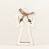 Small Mango Wood Halo Angel - White Enamel