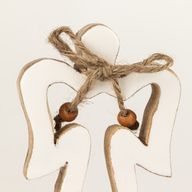 Small Mango Wood Halo Angel - White Enamel