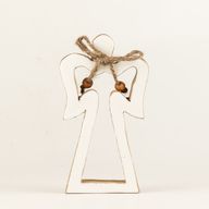 Small Mango Wood Halo Angel - White Enamel