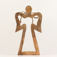 Med Mango Wood Halo Angel - White Enamel