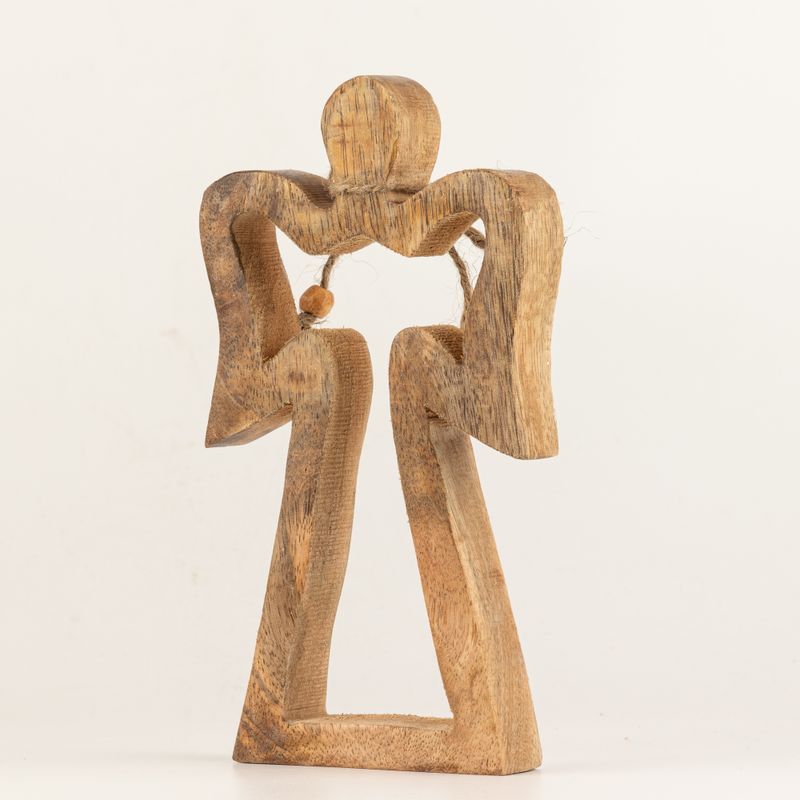 Med Mango Wood Halo Angel - White Enamel