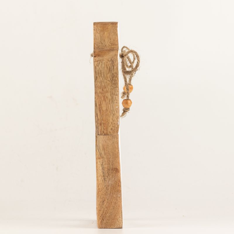 Med Mango Wood Halo Angel - White Enamel