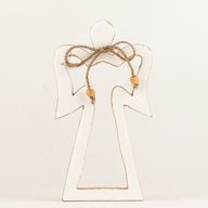 Med Mango Wood Halo Angel - White Enamel
