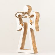 Med Mango Wood Halo Angel - White Enamel