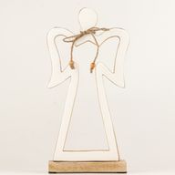 Large Mango Wood Halo Angel - White Enamel