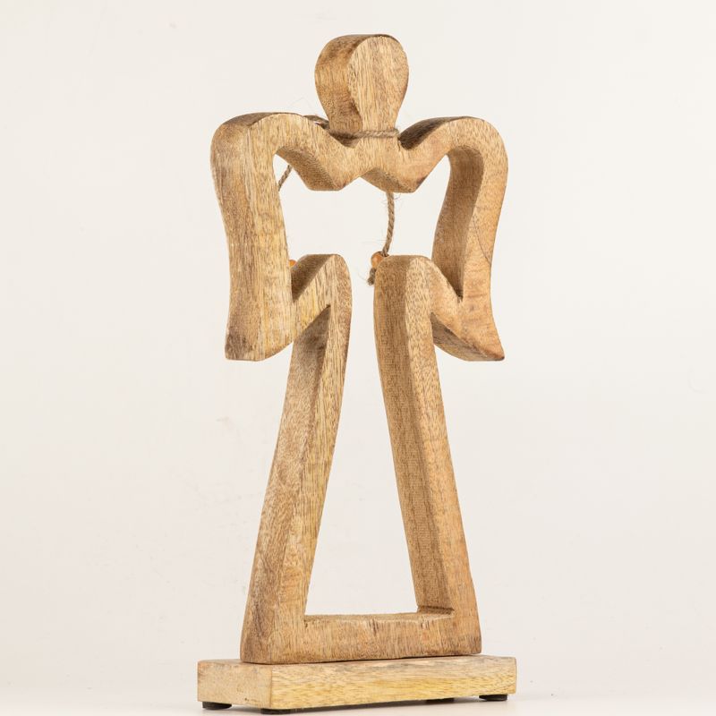 Large Mango Wood Halo Angel - White Enamel