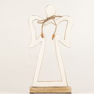Large Mango Wood Halo Angel - White Enamel