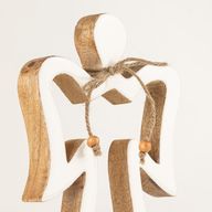 Large Mango Wood Halo Angel - White Enamel